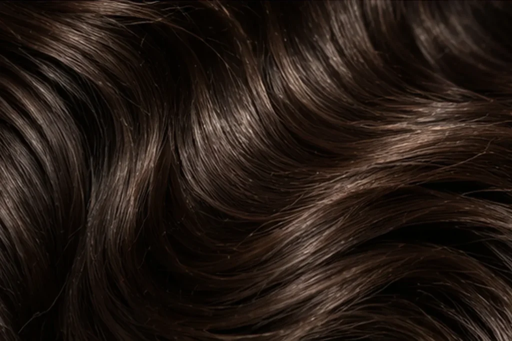 Textura de cabello castaño oscuro ondulado